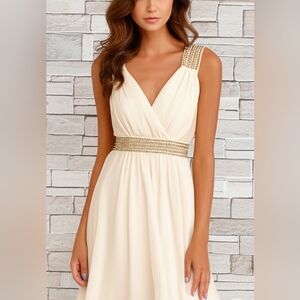 NWT As U Wish Cream Beaded Empire MiniDress 11